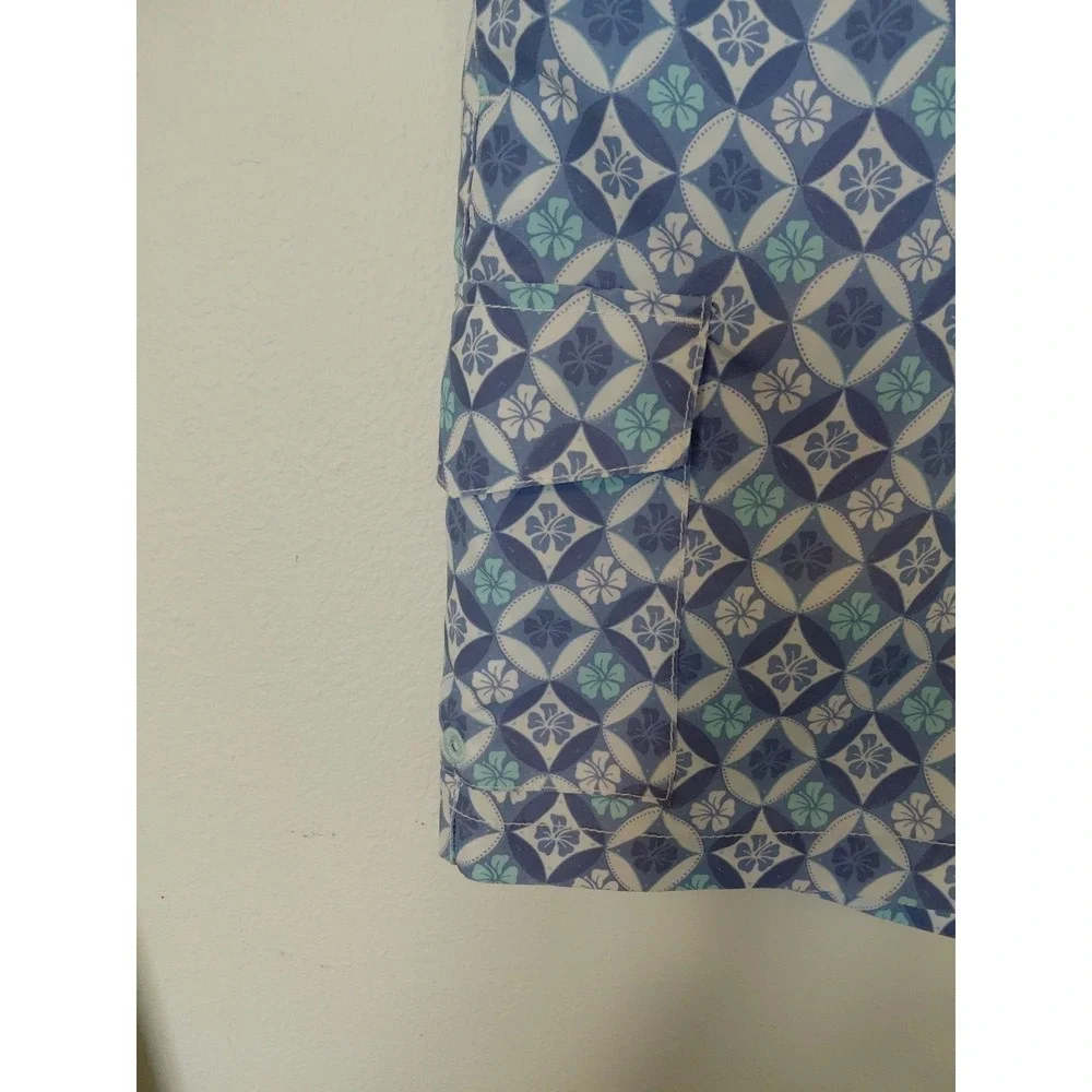 Tommy Bahama Relax Hawaiian Cargo Board Shorts Mens‎ Large Blue Lined Preppy
